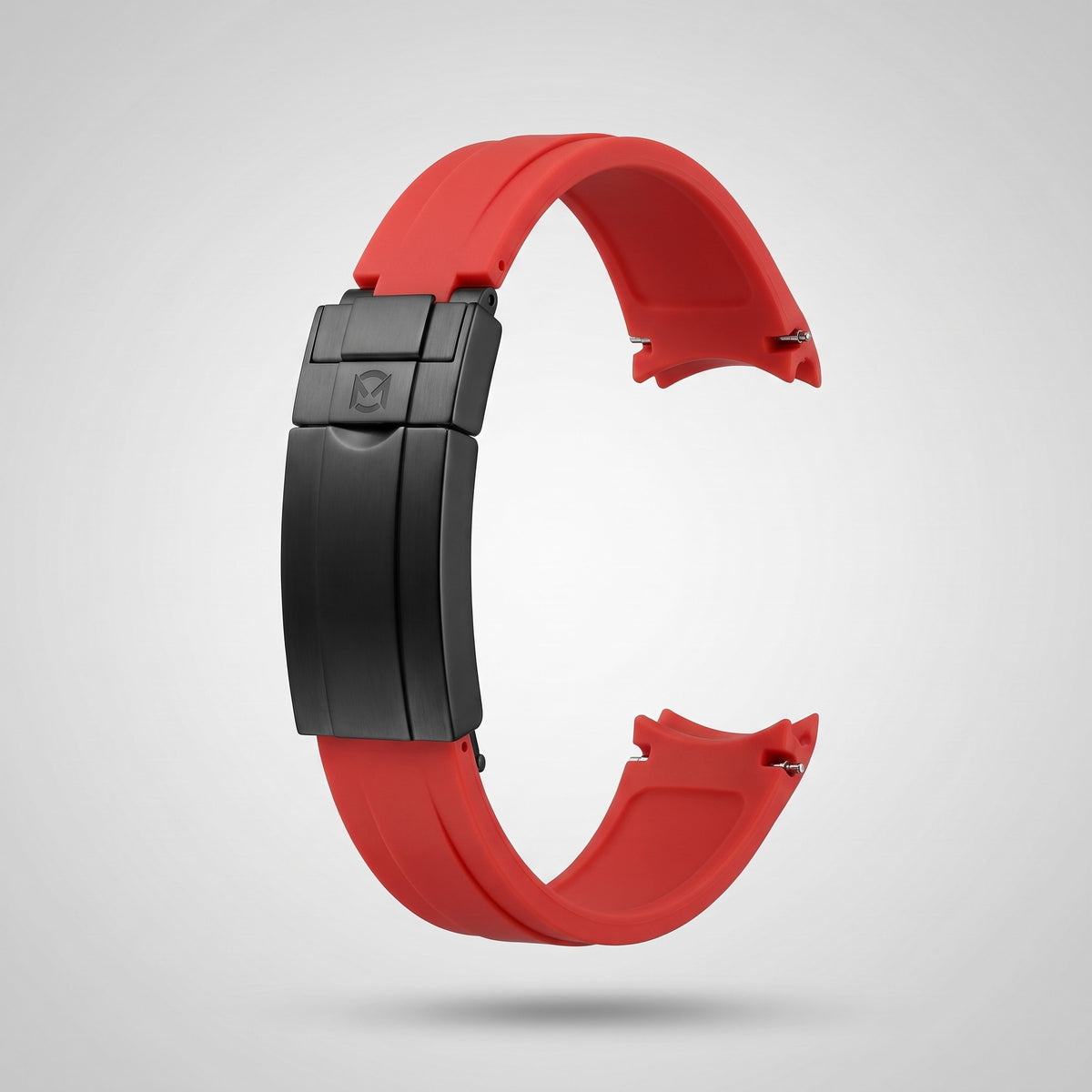 Crimson Red quick release silicone strap 20 mm, black PVD clasp engraved with the Chrono Mod logo