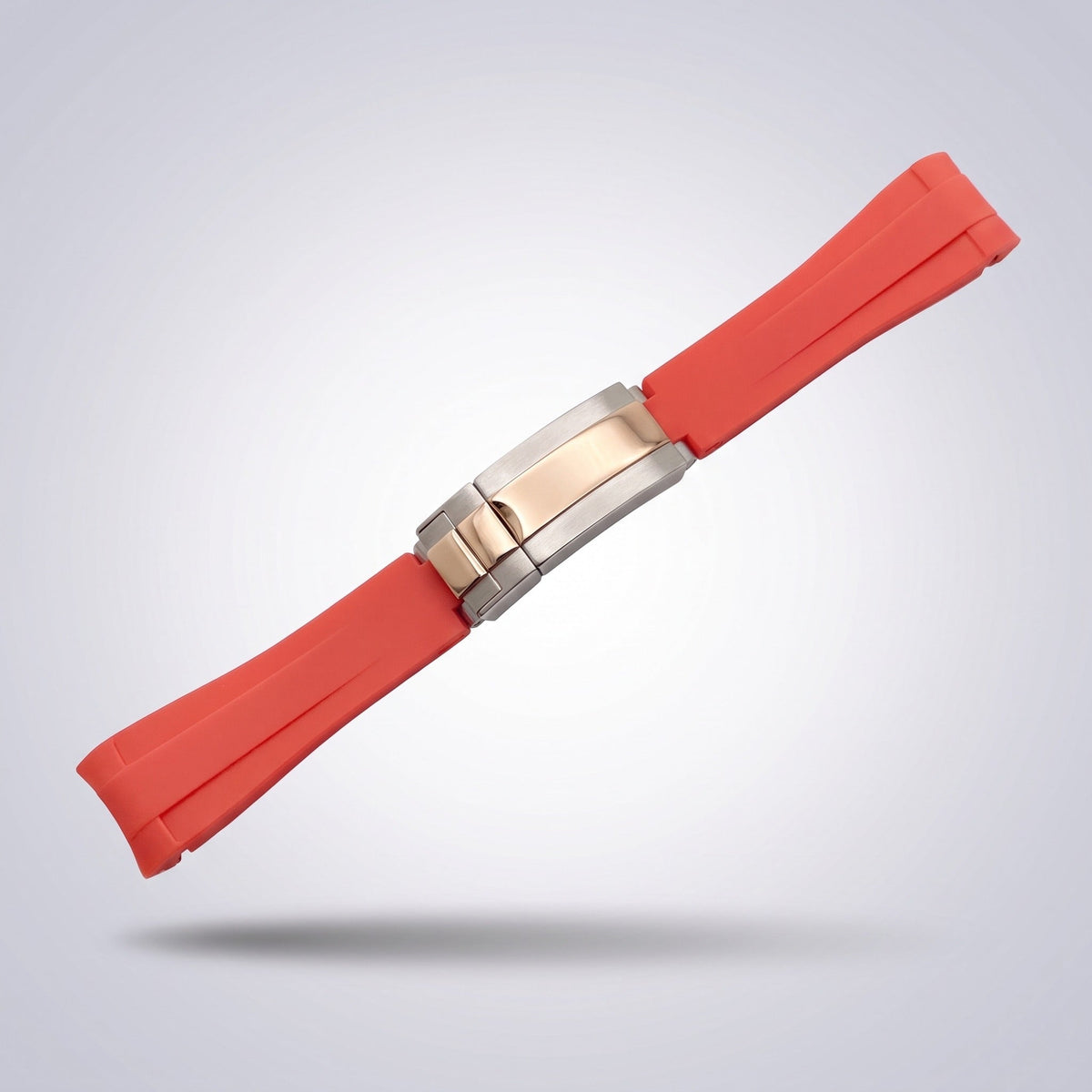Quick Release Silicone Strap 20mm in Crimson Red with two-tone rose gold and steel buckle