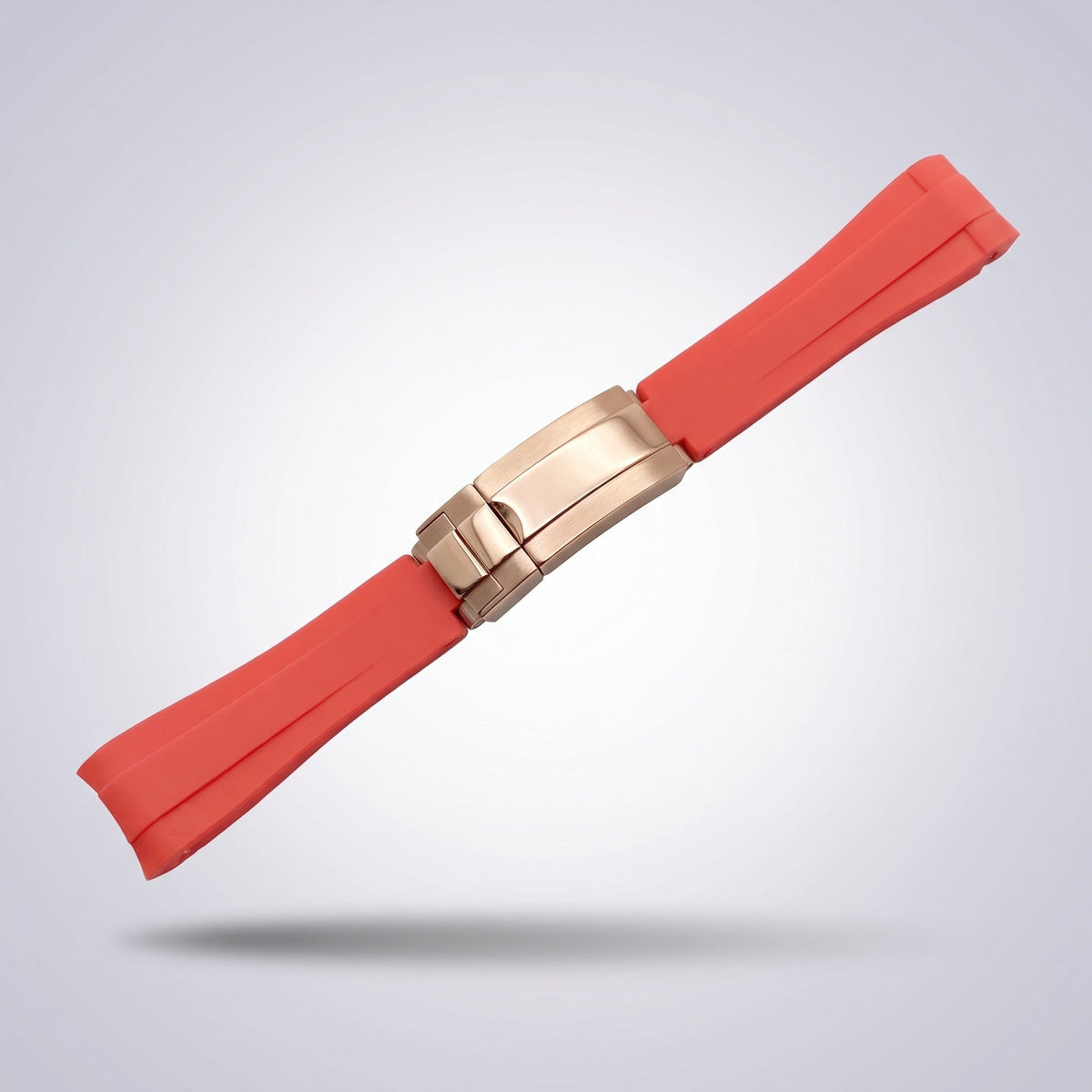 Quick Release Silicone Strap 20mm in Crimson Red with rose gold buckle