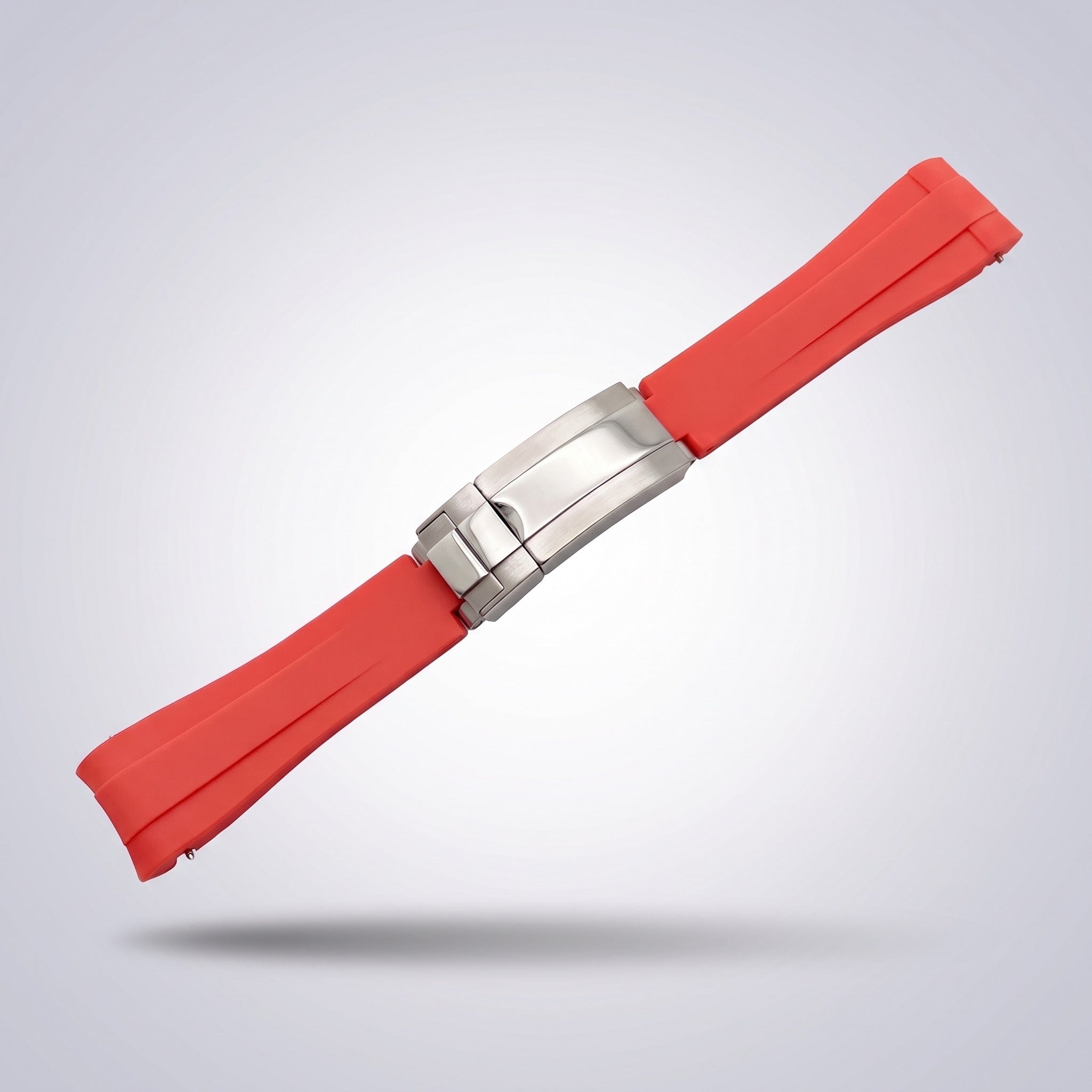 Quick Release Silicone Strap 20mm in Crimson Red with brushed stainless steel buckle