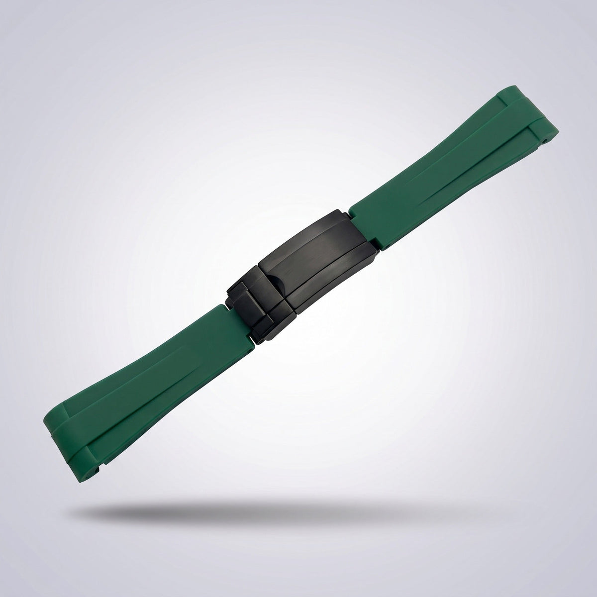 Quick Release Silicone Strap 20mm in Emerald Green with black PVD buckle
