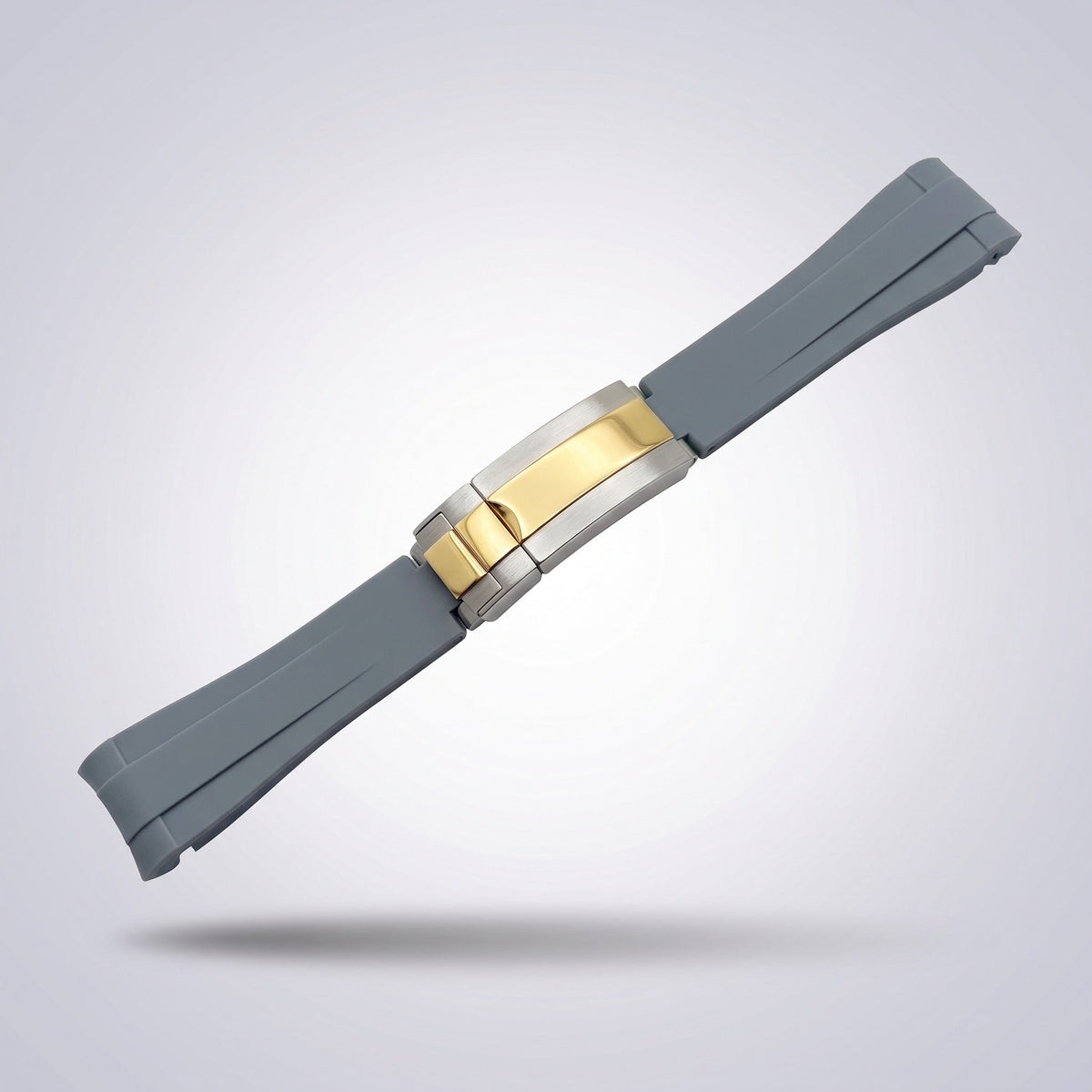 Quick Release Silicone Strap 20mm in Slate Grey with two-tone gold and steel buckle