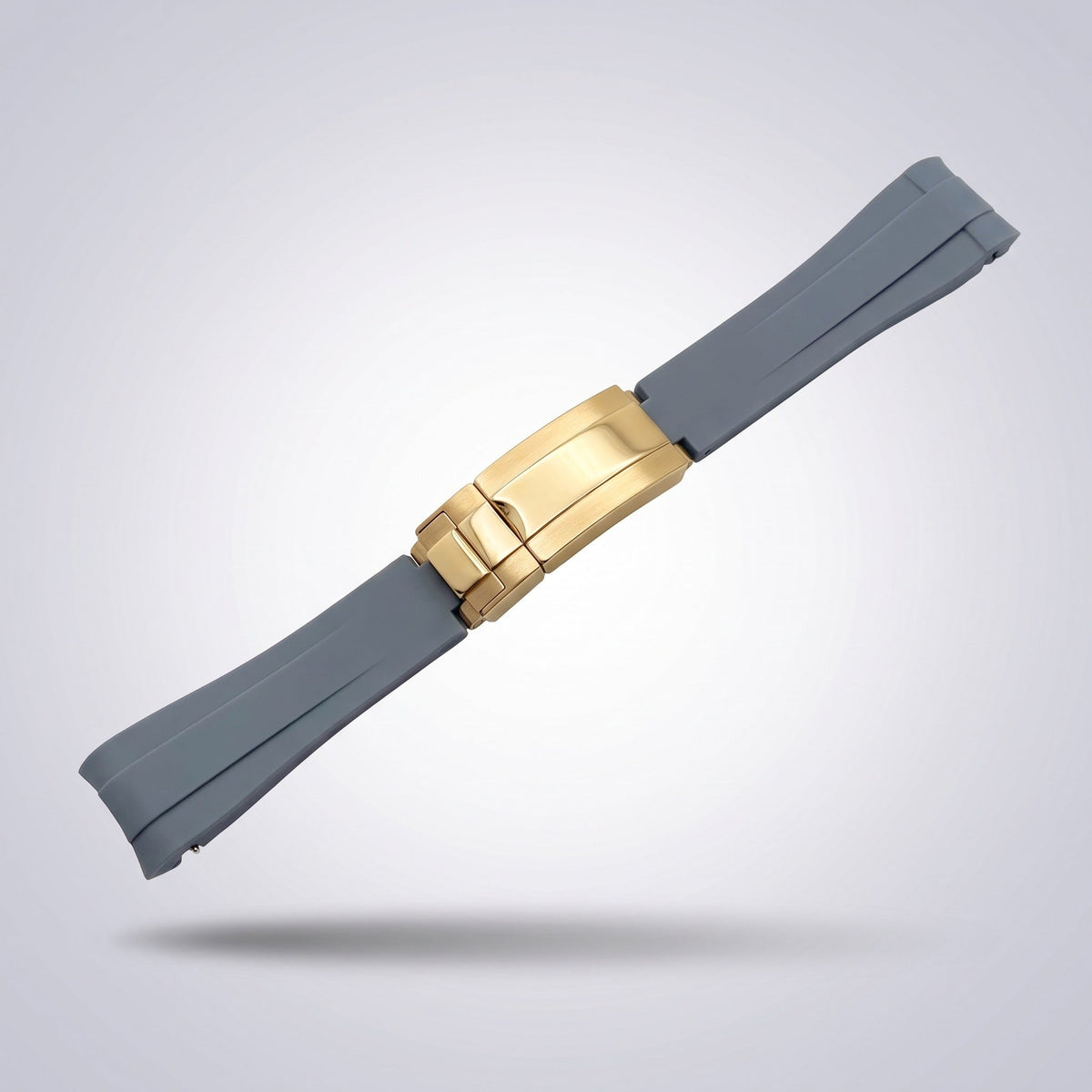 Quick Release Silicone Strap 20mm in Slate Grey with yellow gold buckle