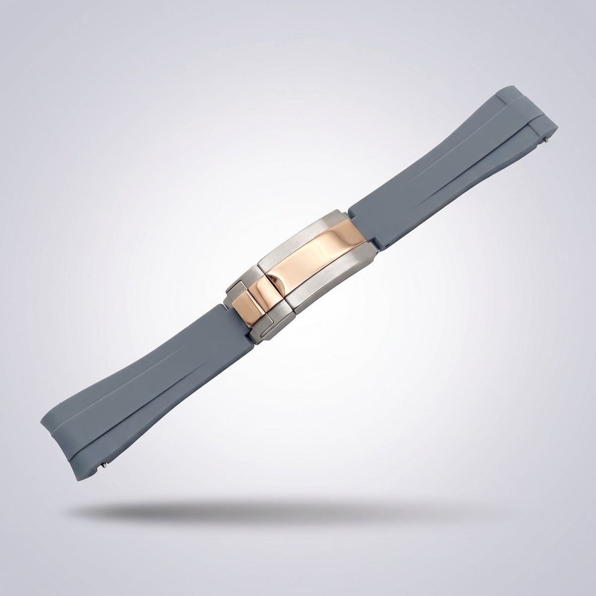 Quick Release Silicone Strap 20mm in Slate Grey with two-tone rose gold and steel buckle
