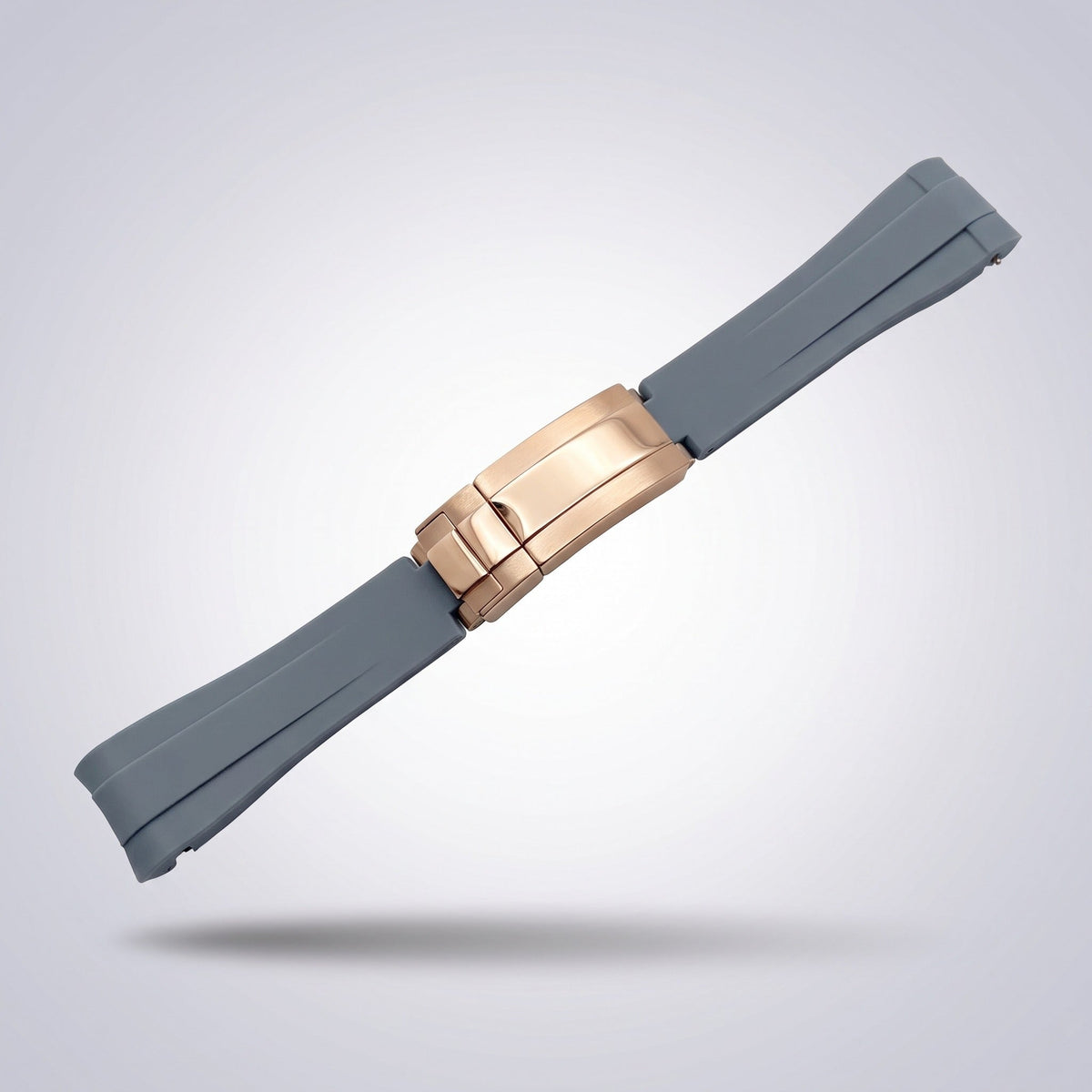 Quick Release Silicone Strap 20mm in Slate Grey with rose gold buckle