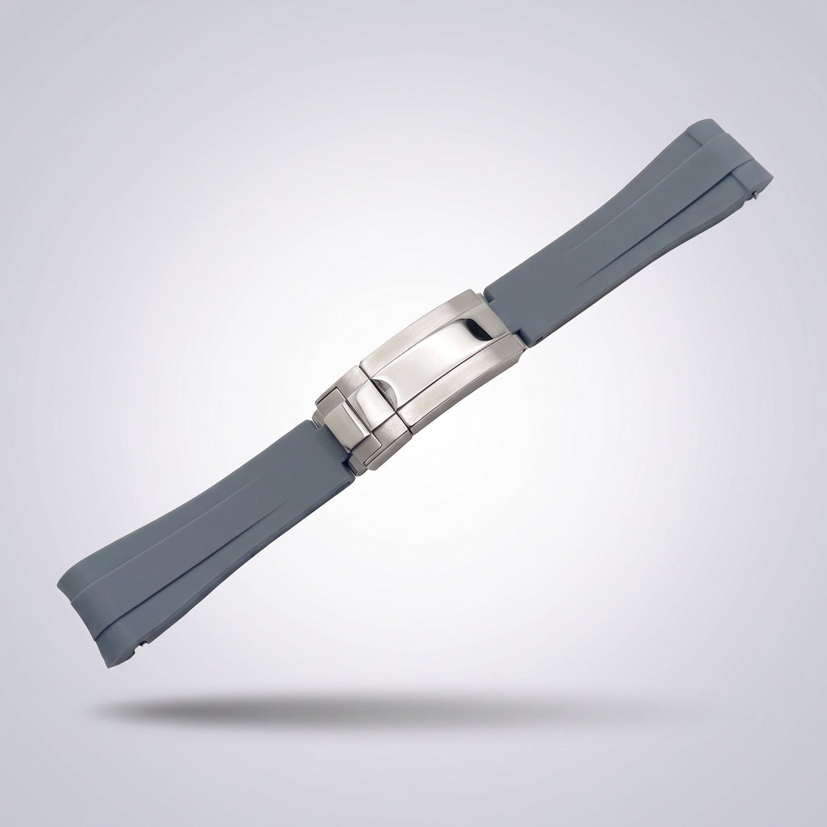Quick Release Silicone Strap 20mm in Slate Grey with brushed stainless steel buckle