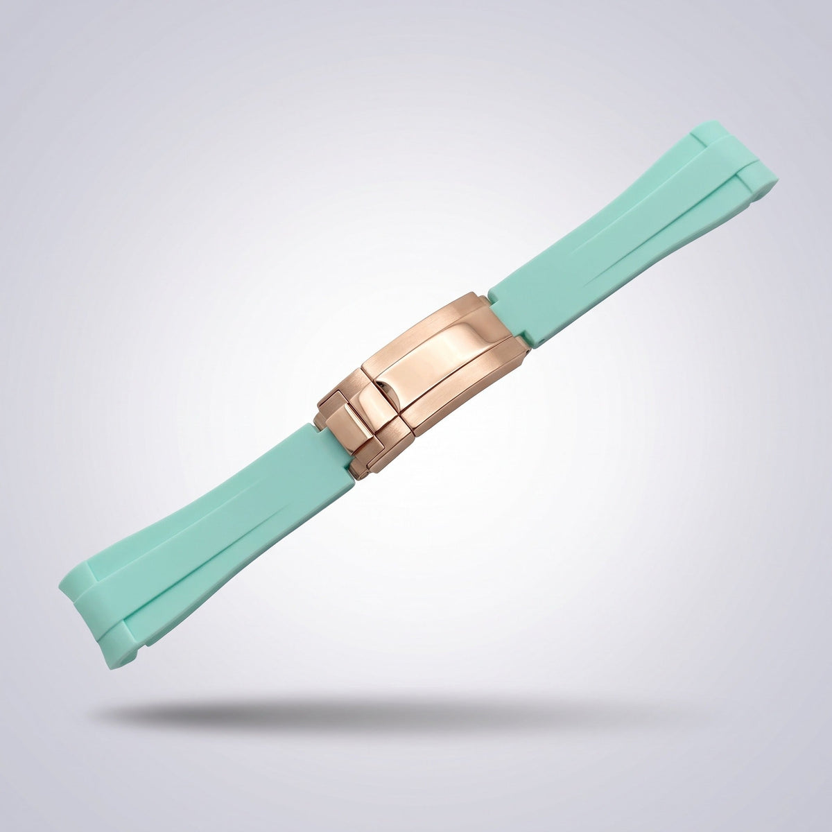 Quick Release Silicone Strap 20mm in Mint Green with rose gold buckle