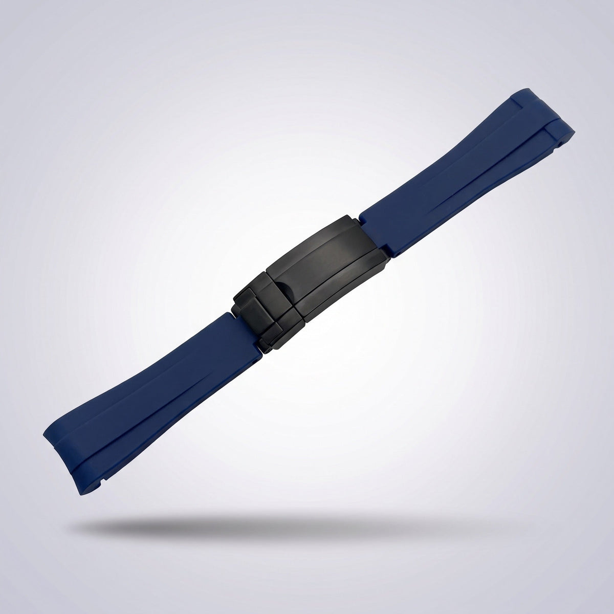 Quick Release Silicone Strap 20mm in Navy Blue with black PVD buckle
