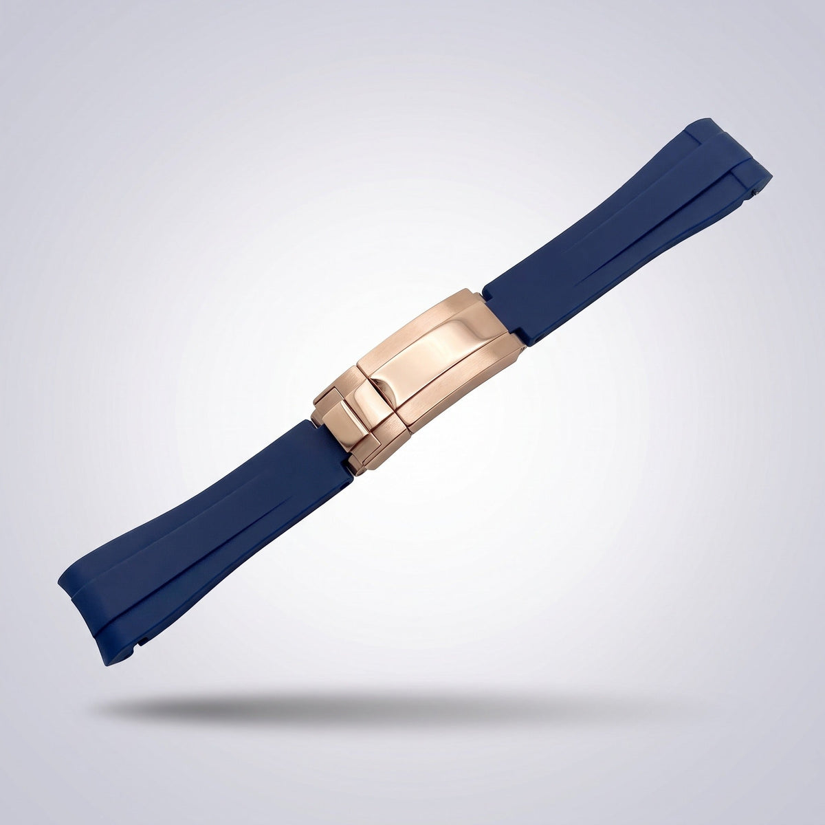 Quick Release Silicone Strap 20mm in Navy Blue with rose gold buckle