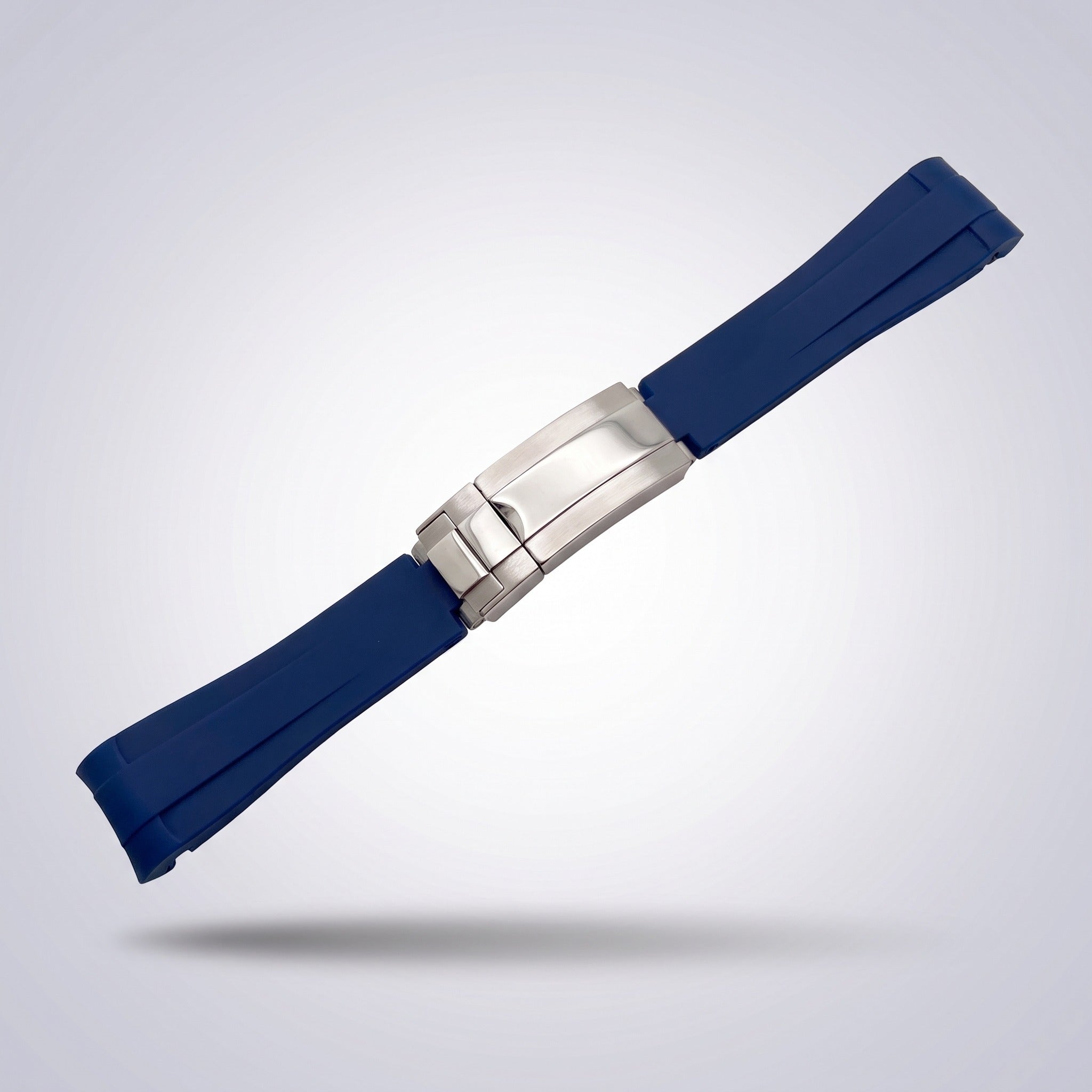 Quick Release Silicone Strap 20mm in Navy Blue with brushed stainless steel buckle