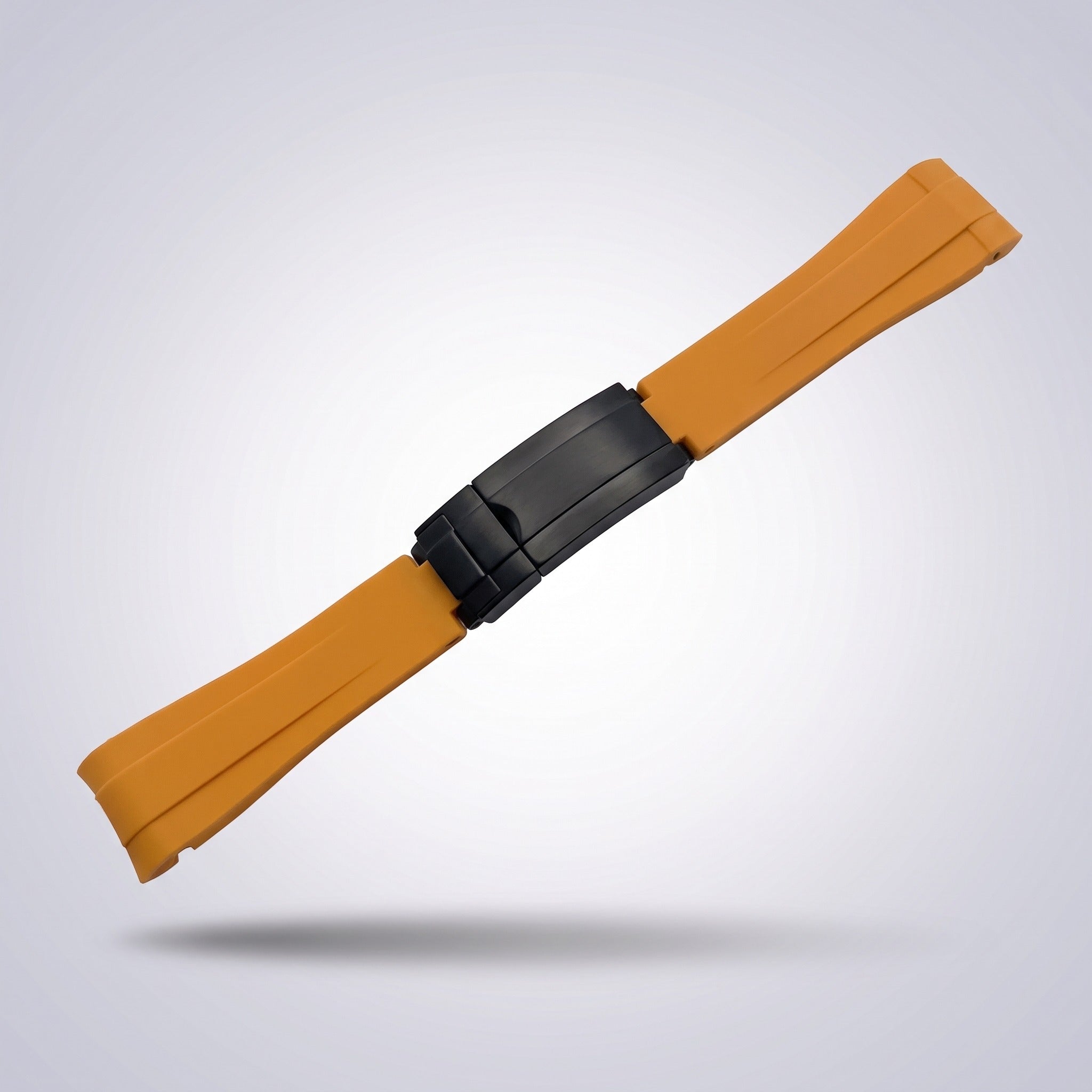 Quick Release Silicone Strap 20mm in Sunset Orange with black PVD buckle