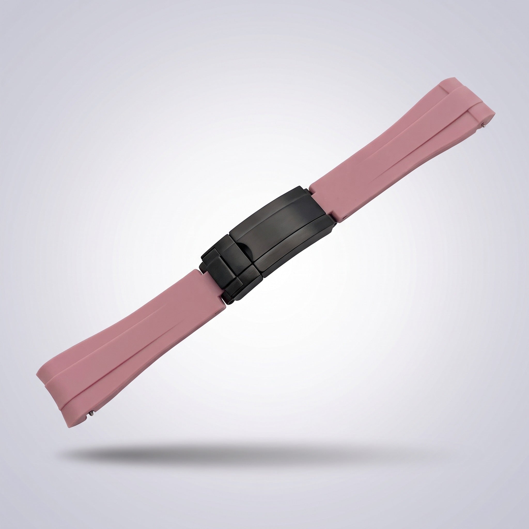 Quick Release Silicone Strap 20mm in Powder Pink with black PVD buckle