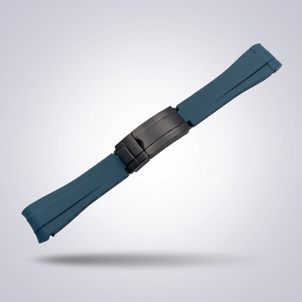 Quick Release Silicone Strap 20mm in Petrol Teal with black PVD buckle