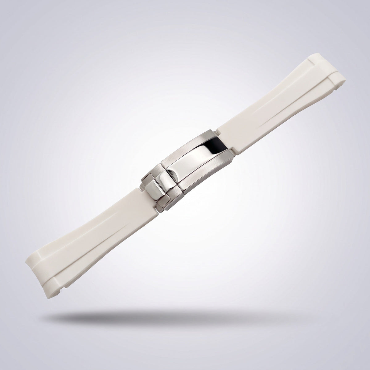 Quick Release Silicone Strap 20mm in Arctic White with brushed stainless steel buckle