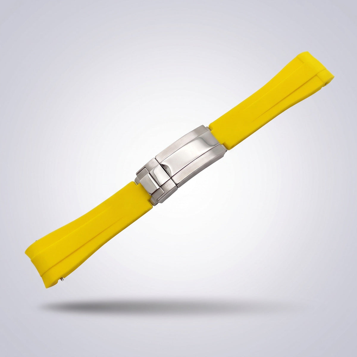 Quick Release Silicone Strap 20mm in Signal Yellow with brushed stainless steel buckle
