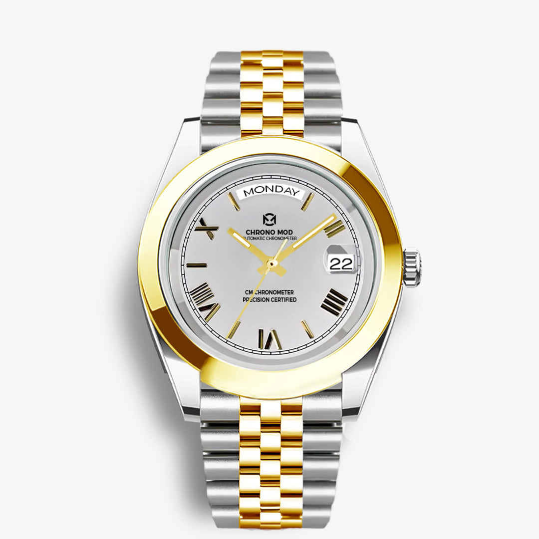 Classic Date – Oro Blanco Day-Date Romano