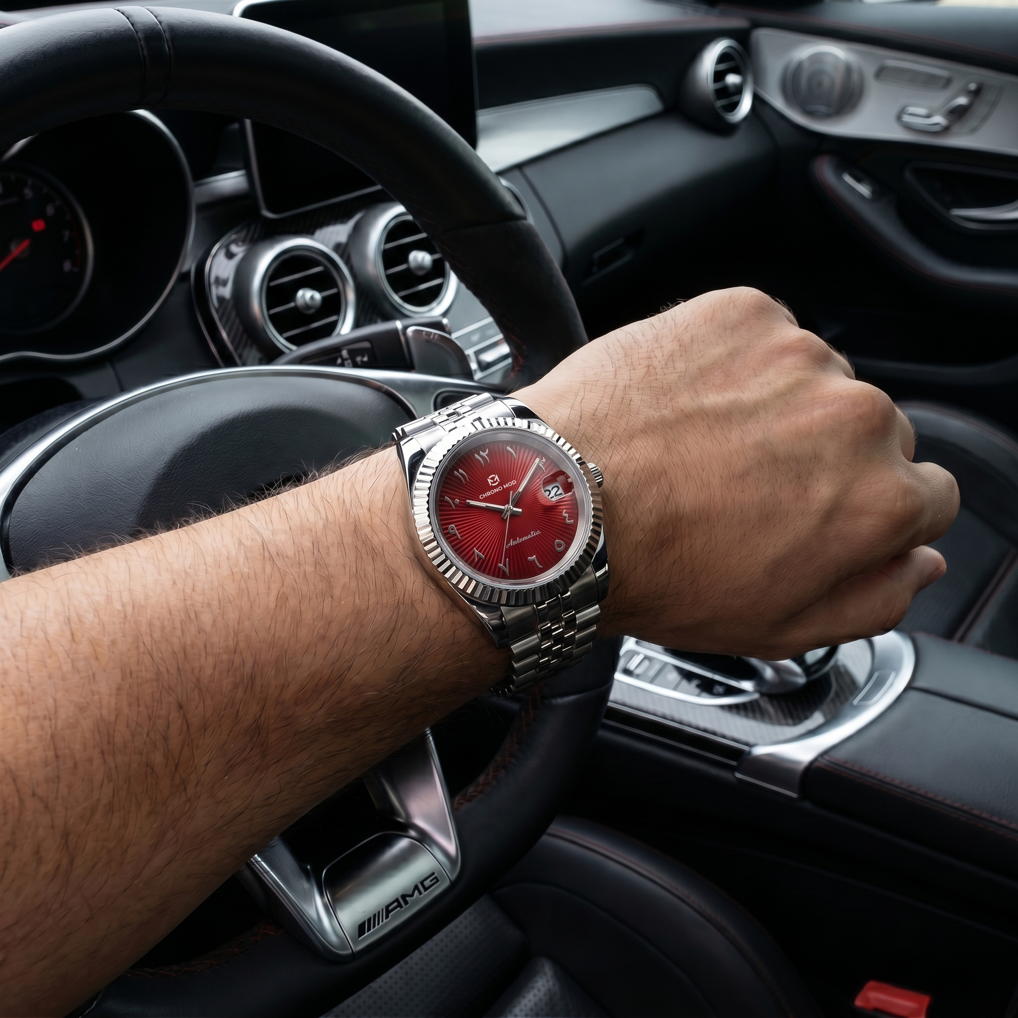 Classic Date Red Arabic - wrist shot