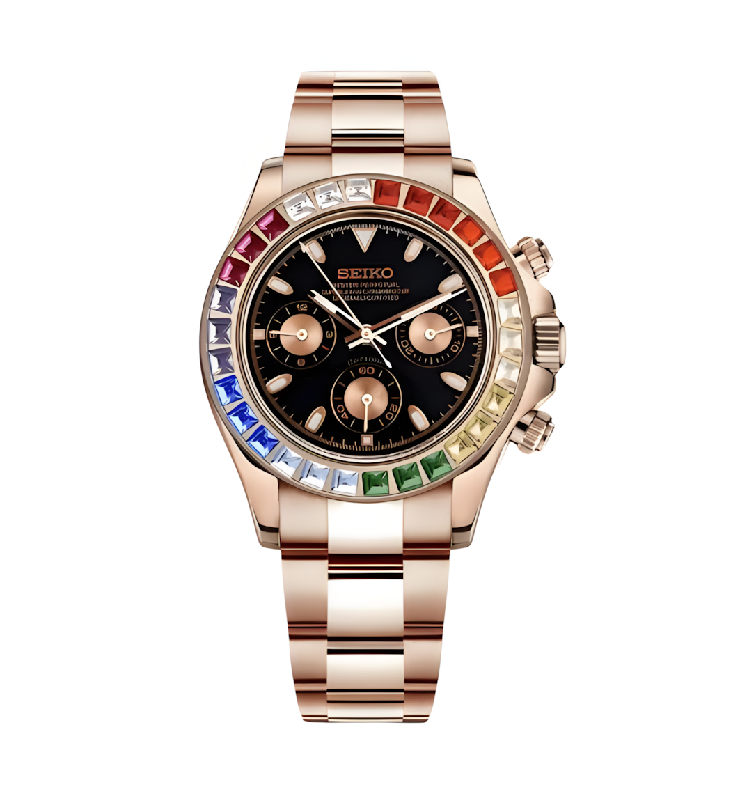 Seiko Mod Daytona Cosmograph Or Rose | Arc-en-ciel